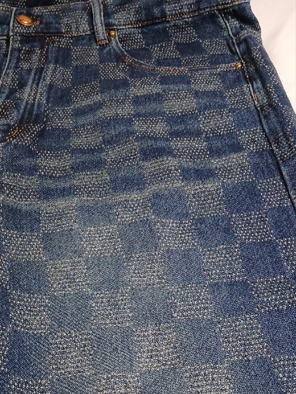 Louis Vuitton Damier Denim Skate Pants Checkered Jacquard Weave - Picture 2 of 8